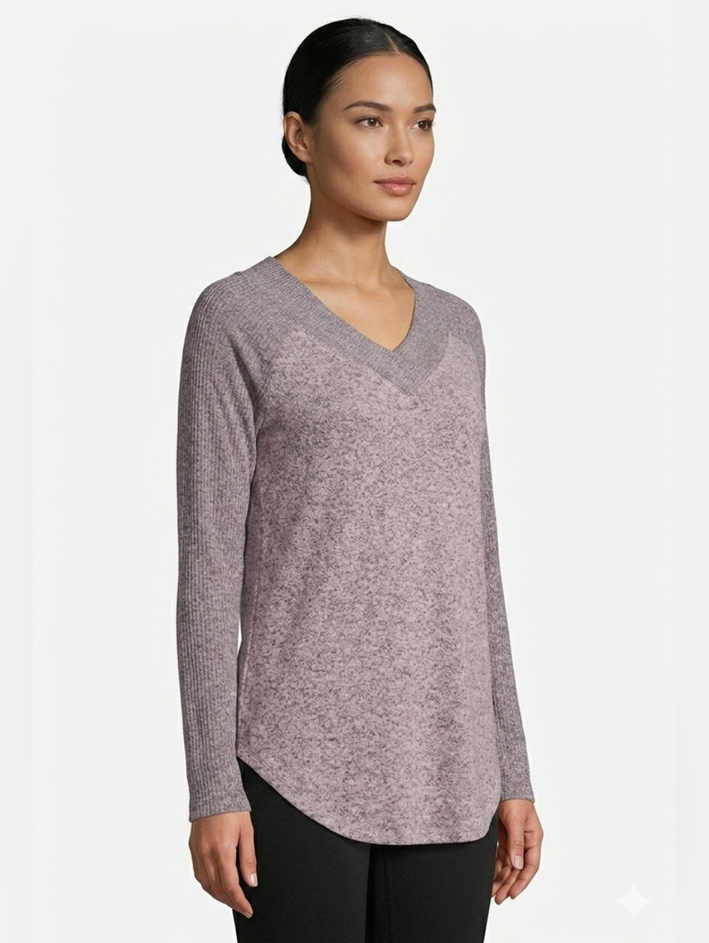 No Frills Women's Purple Long Sleeve V-Neck Top Size Small